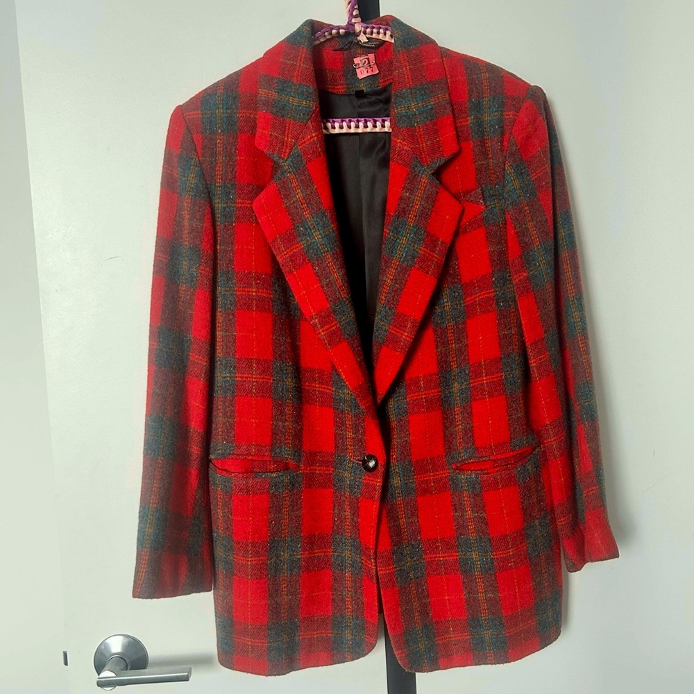 Vintage 80s EGO Plaid Blazer Coat
